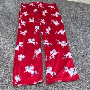 Flirtitude XL Sleepwear Pajama Pants Red Unicorn‎ Plush Lounge Bottoms